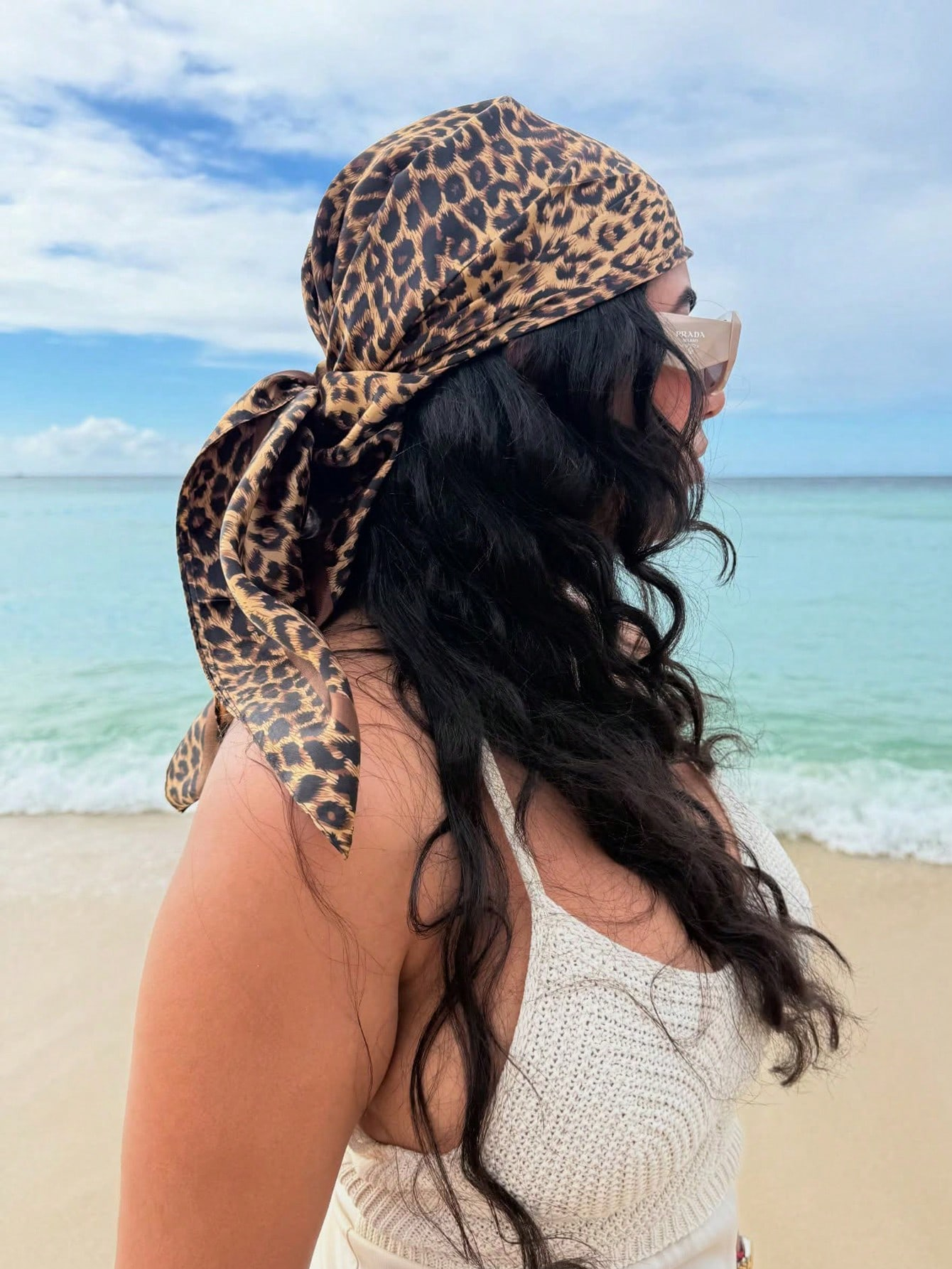 90cm Leopard Print Neckerchief - مراجعة Face Scarf Mask وسعره