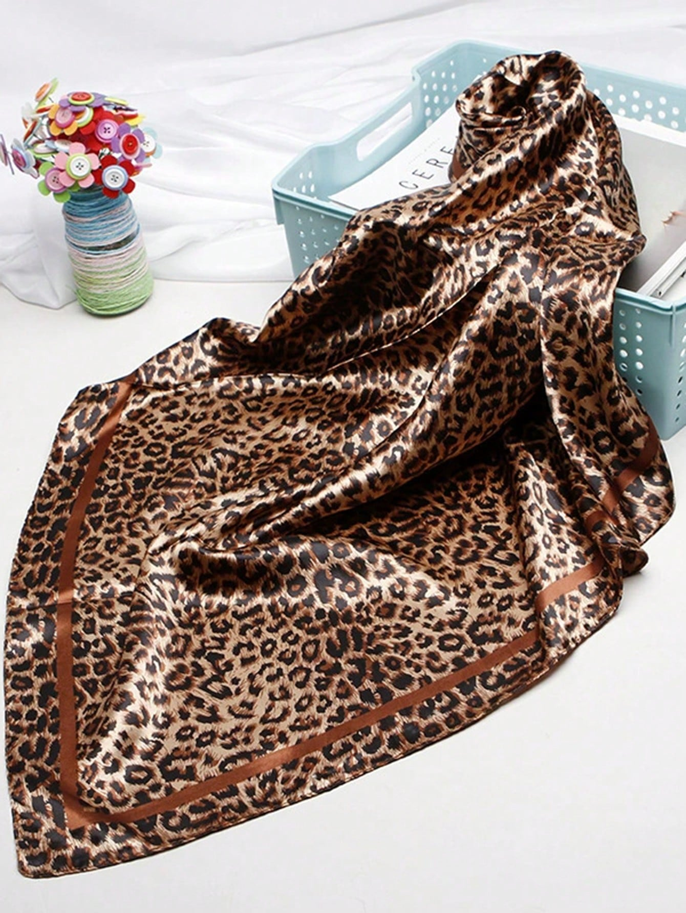 90cm Leopard Print Neckerchief - مراجعة Face Scarf Mask وسعره