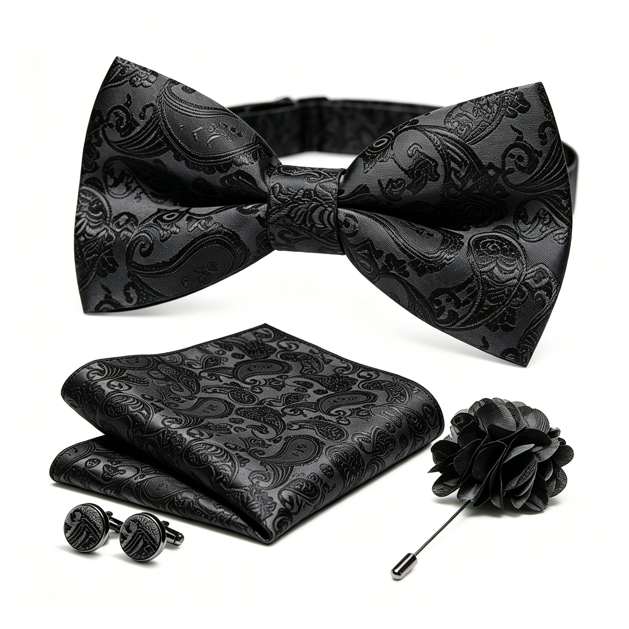 36pcs Black Silk Jacquard Pais - مراجعة Bow Tie Pre Tied وسعره