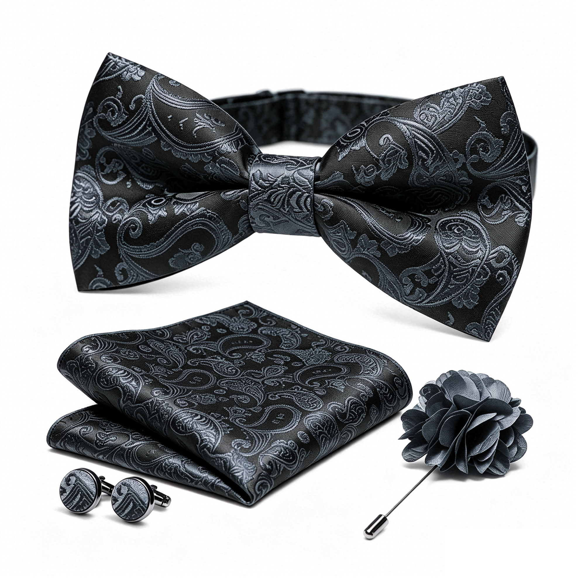 36pcs Black Silk Jacquard Pais - مراجعة Bow Tie Pre Tied وسعره