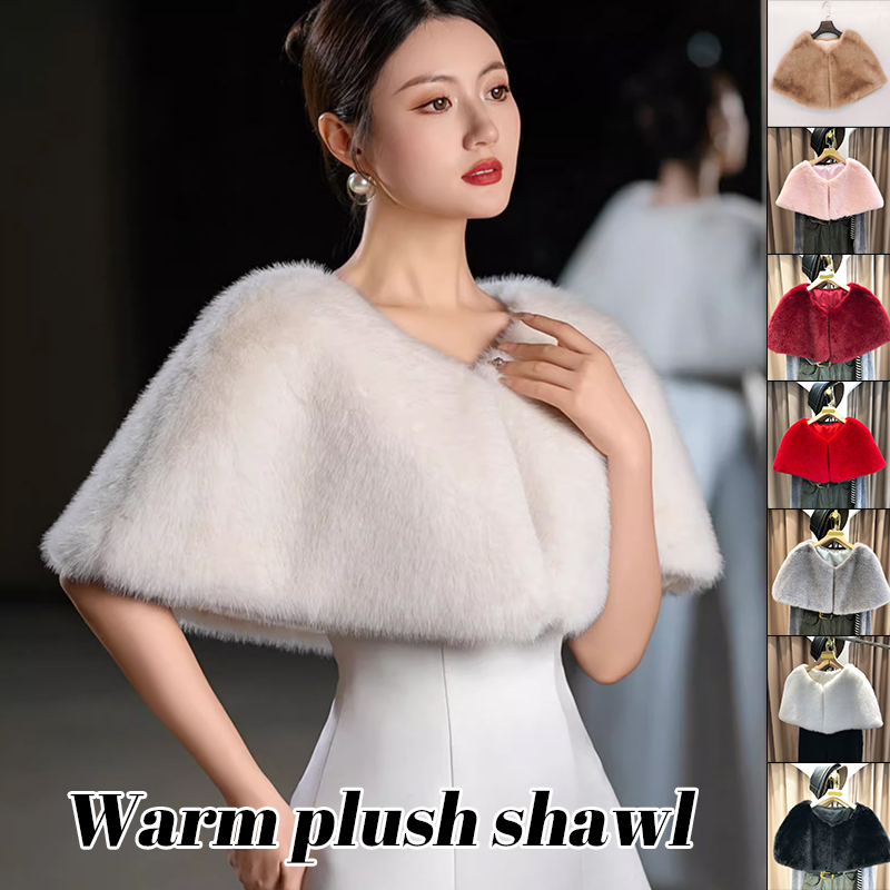 Women Winter Faux Fur Shawl El - مراجعة Stole Wedding Shawl وسعره