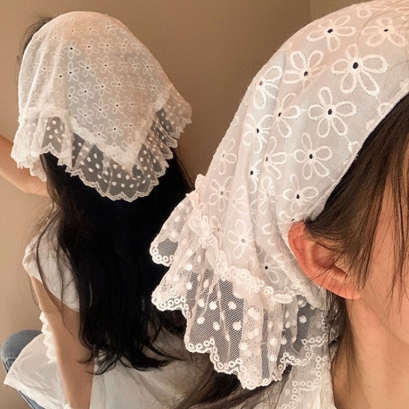 Retro  Lace Triangle Headscarf - مراجعة Bandana Cotton وسعره