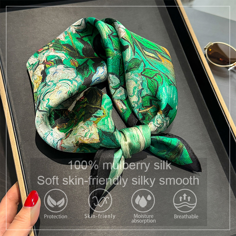 100% Silk Scarf Bandana Women  - مراجعة Face Scarf Mask وسعره