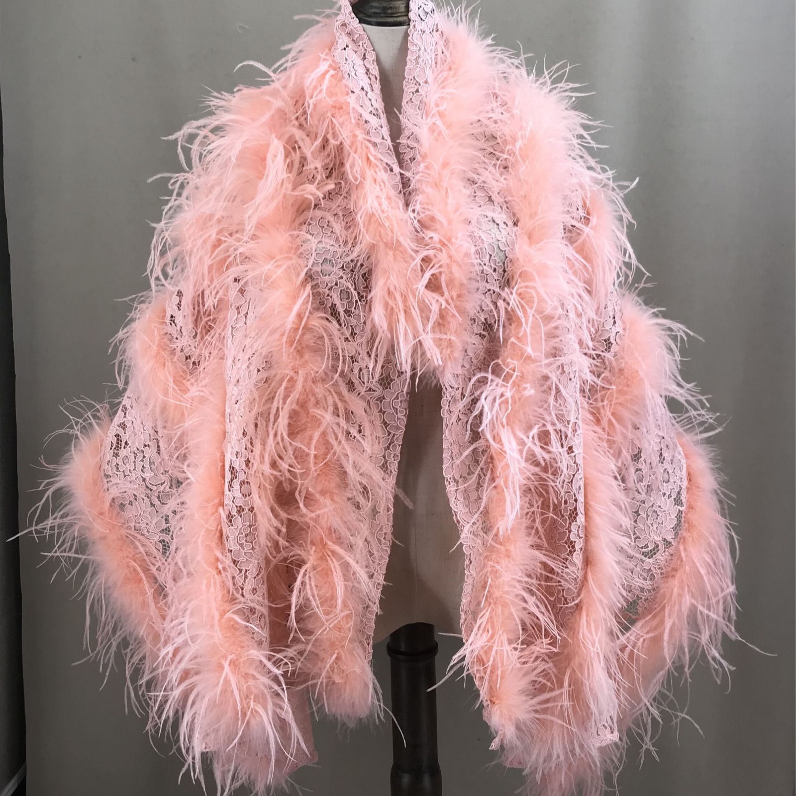 Real Ostrich Feather Lace Shaw - مراجعة Stole Wedding Shawl وسعره