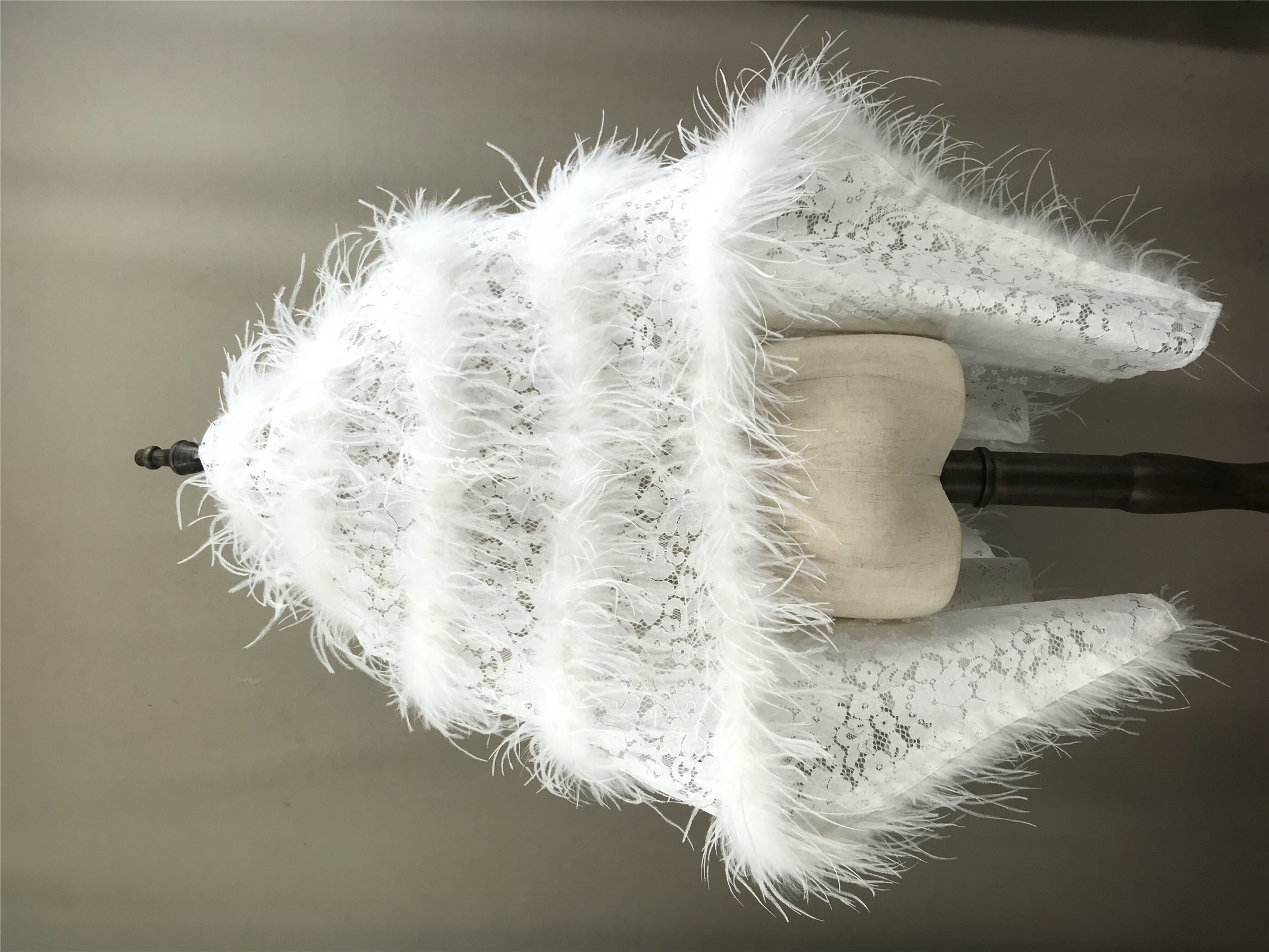 Real Ostrich Feather Lace Shaw - مراجعة Stole Wedding Shawl وسعره