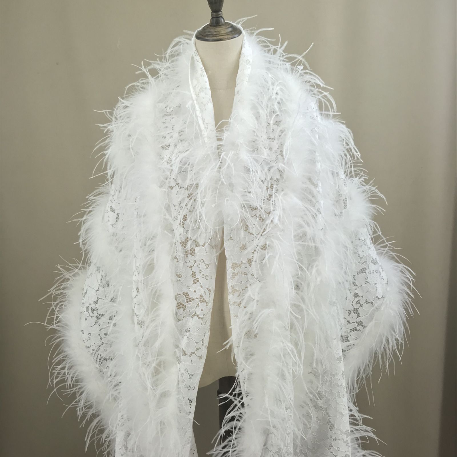Real Ostrich Feather Lace Shaw - مراجعة Stole Wedding Shawl وسعره