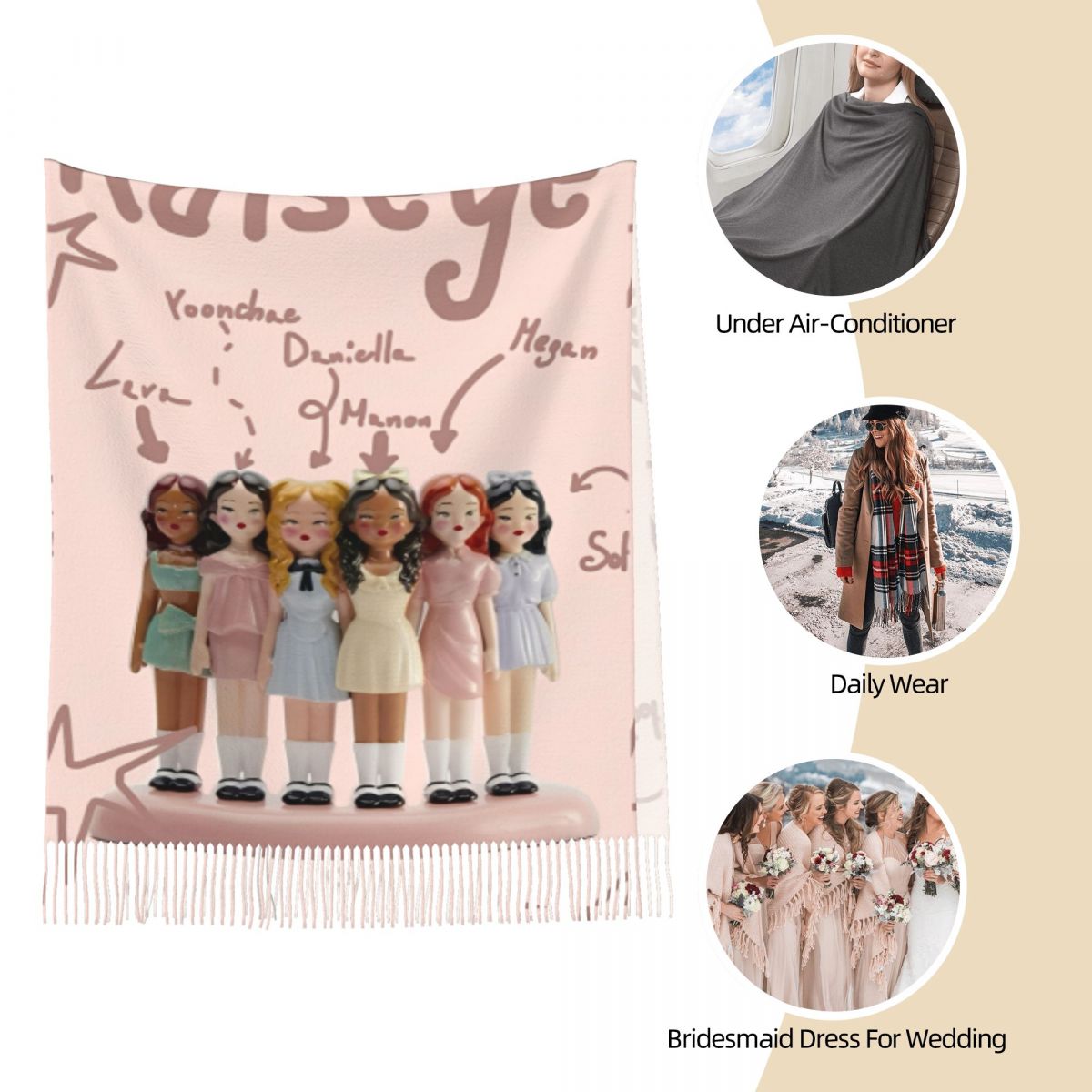 Katseye Kpop Idol Shawl Wrap W - مراجعة Pashmina Wrap Large وسعره