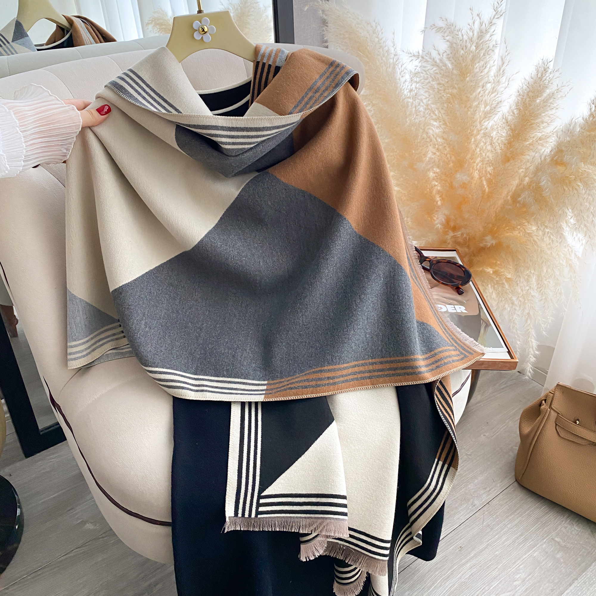 2025 Luxury Winter Cashmere Sc - مراجعة Woven Scarf Blanket وسعره