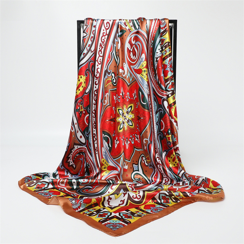 90cm Fashion Printed Big Squar - مراجعة Scarf Silk Square وسعره