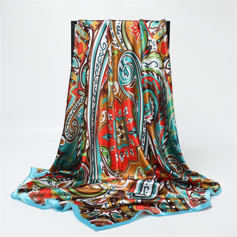 90cm Fashion Printed Big Squar - مراجعة Scarf Silk Square وسعره