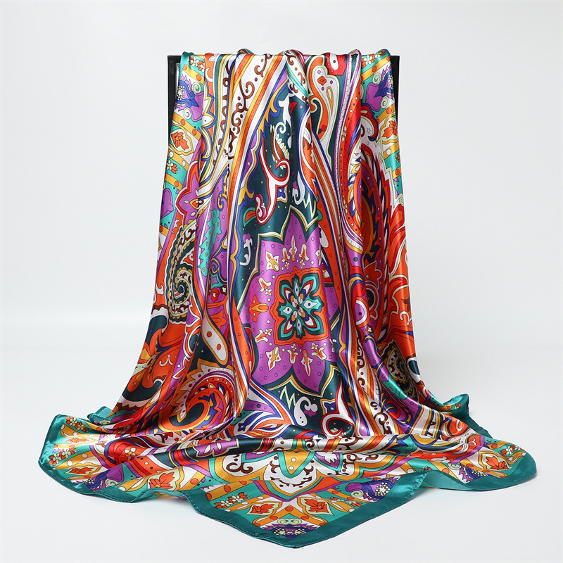90cm Fashion Printed Big Squar - مراجعة Scarf Silk Square وسعره