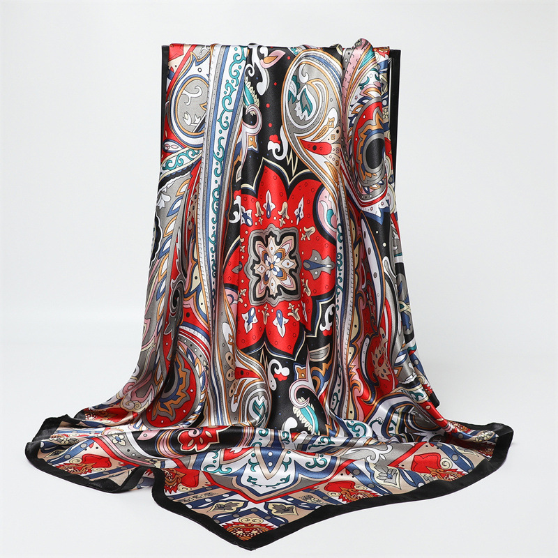 90cm Fashion Printed Big Squar - مراجعة Scarf Silk Square وسعره