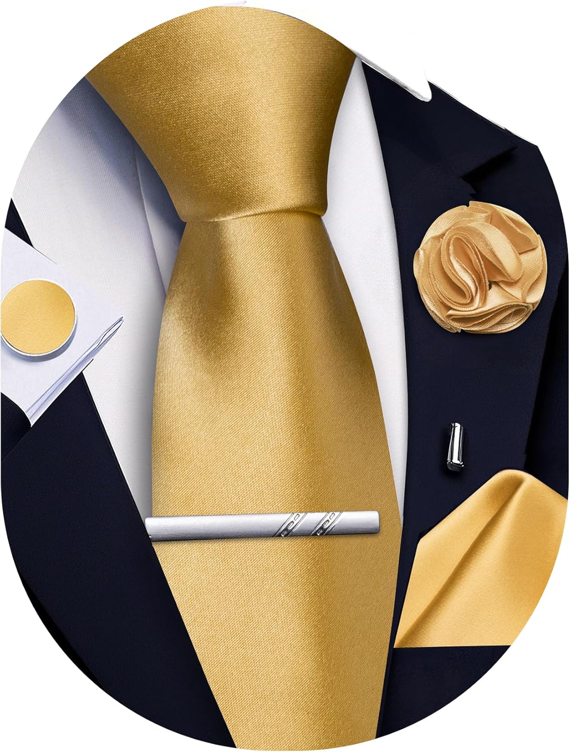 5Pcs Men's Silk Satin Tie Set  - مراجعة Pocket Square Set وسعره