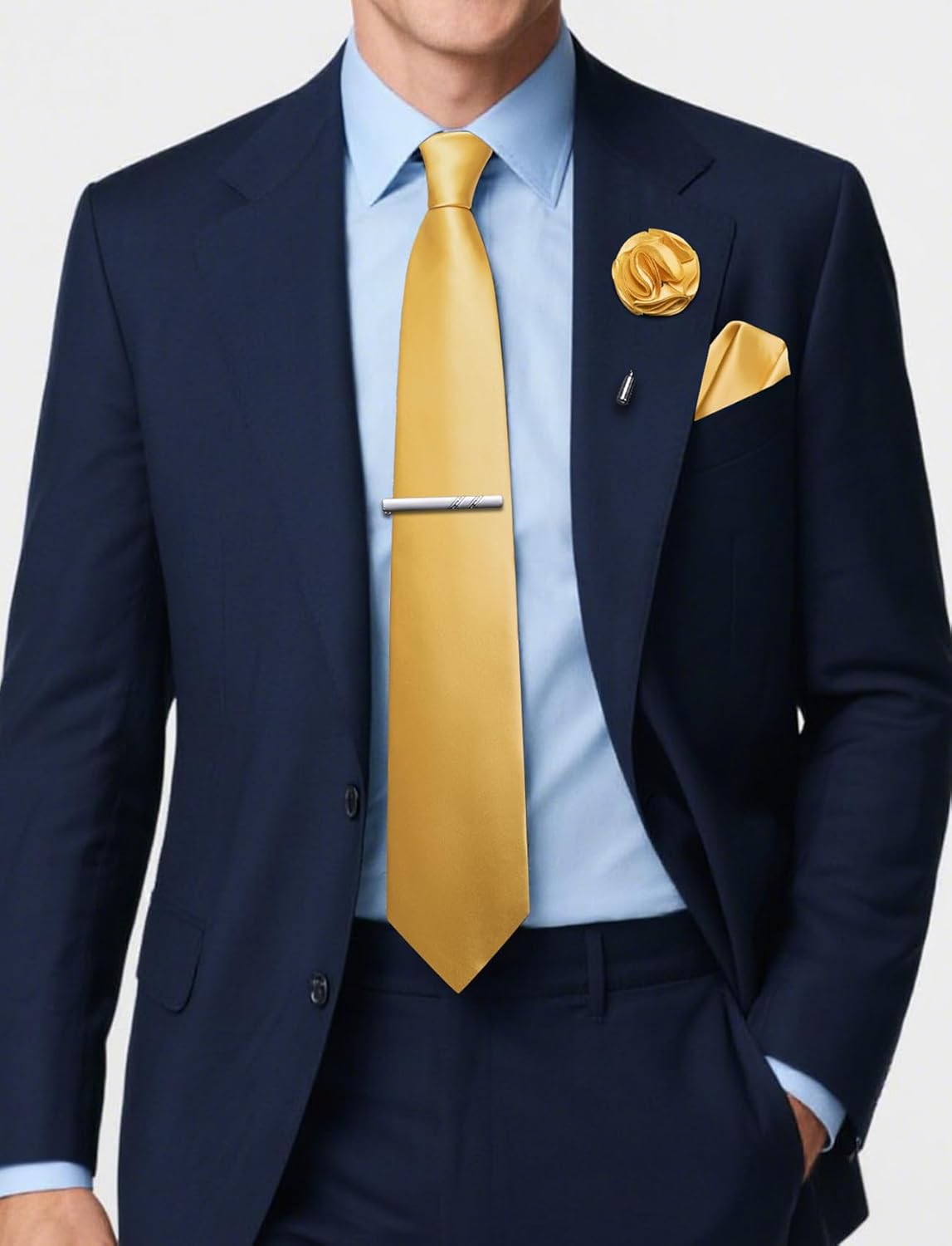 5Pcs Men's Silk Satin Tie Set  - مراجعة Pocket Square Set وسعره