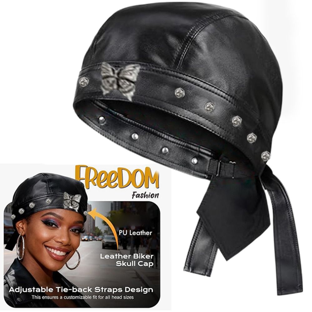 PU Leather Black Biker Cap Adj - مراجعة Bandana Doo Rag وسعره