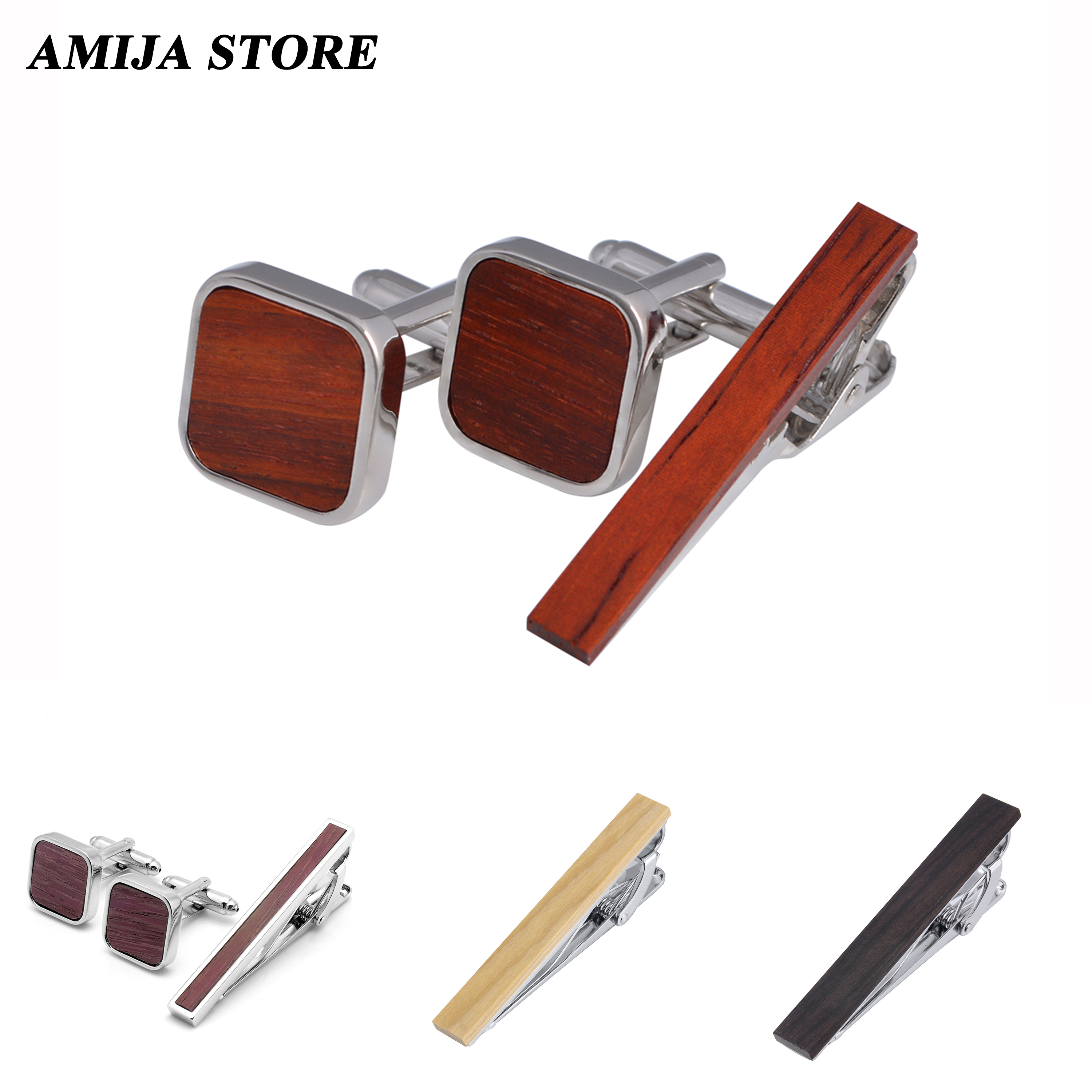 High Quality Wooden Cufflinks  - مراجعة Tie Bar Set Gift وسعره