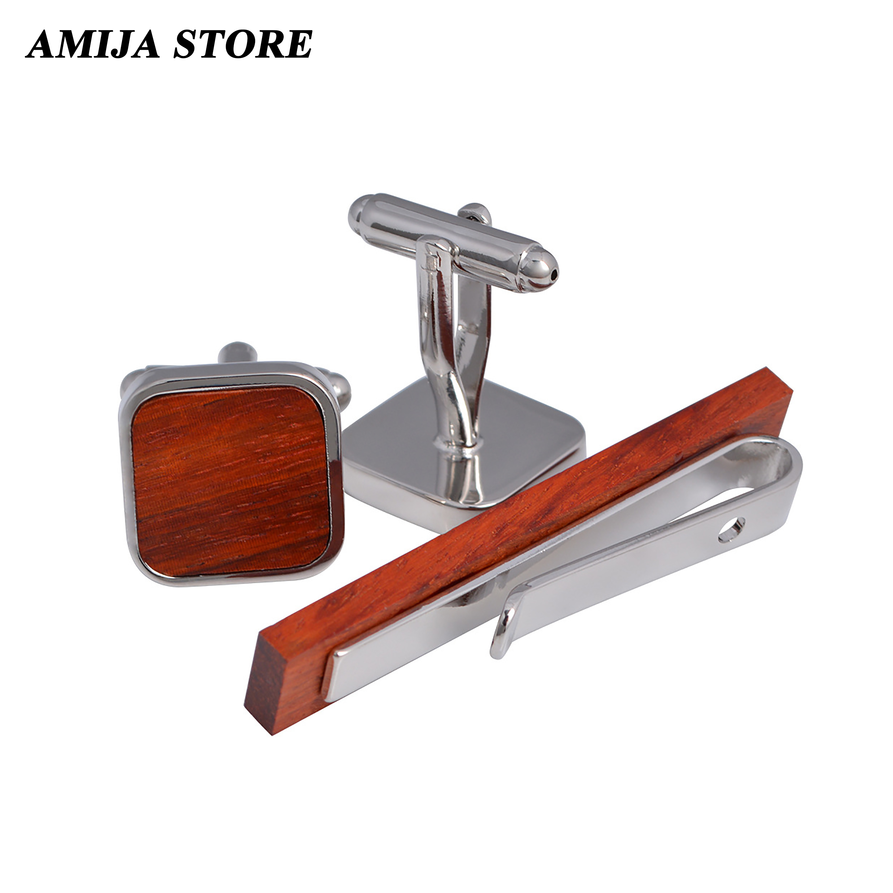 High Quality Wooden Cufflinks  - مراجعة Tie Bar Set Gift وسعره