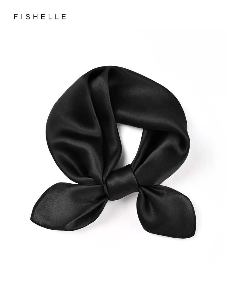 Solid color black pure silk sc - مراجعة Ascot Neck Scarf وسعره