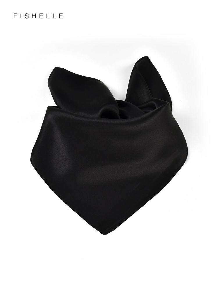 Solid color black pure silk sc - مراجعة Ascot Neck Scarf وسعره