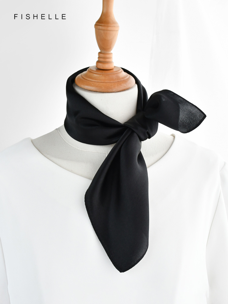 Solid color black pure silk sc - مراجعة Ascot Neck Scarf وسعره