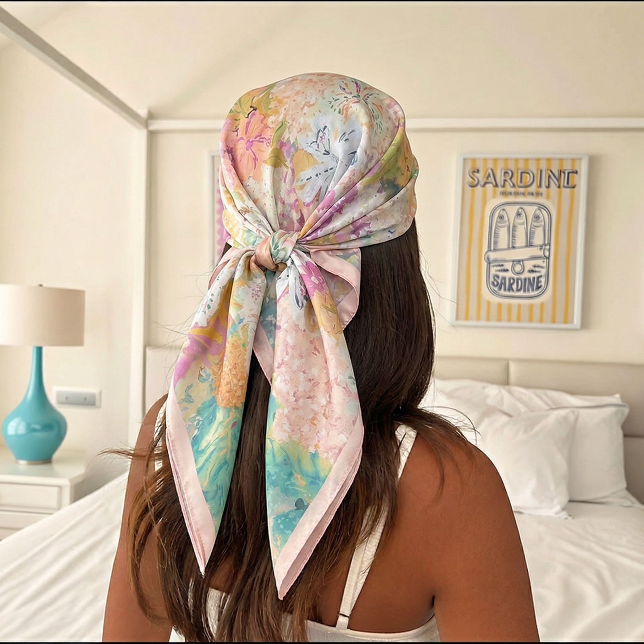 70*70cm Square Silk Scarf for  - مراجعة Ascot Neck Scarf وسعره