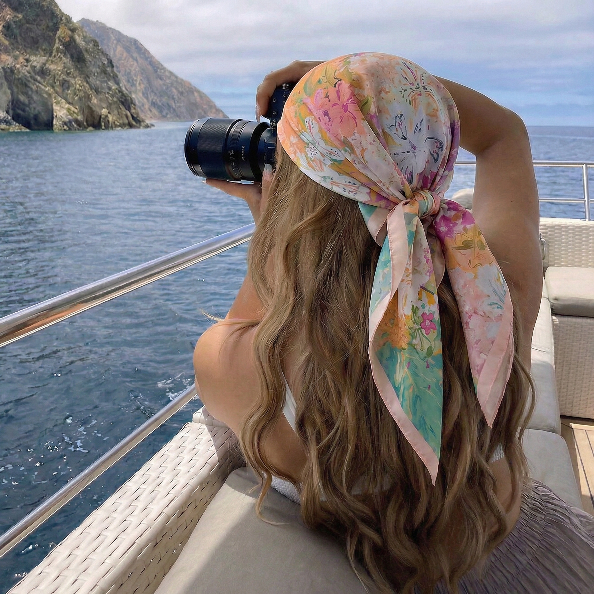 70*70cm Square Silk Scarf for  - مراجعة Ascot Neck Scarf وسعره
