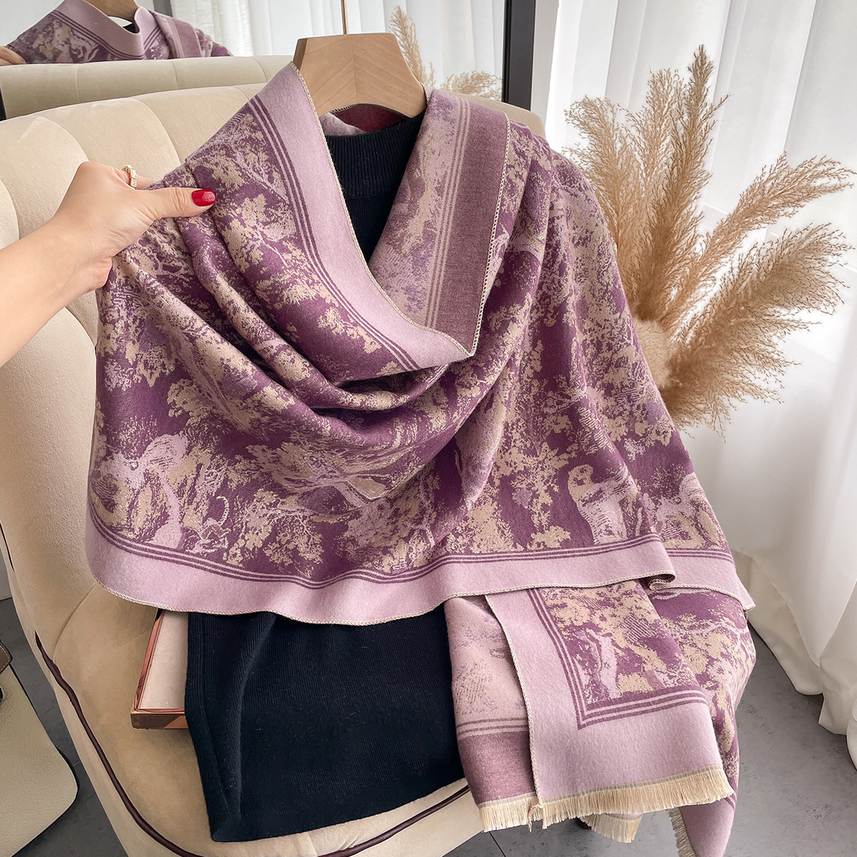 Luxury Winter Cashmere Scarf W - مراجعة Woven Scarf Blanket وسعره