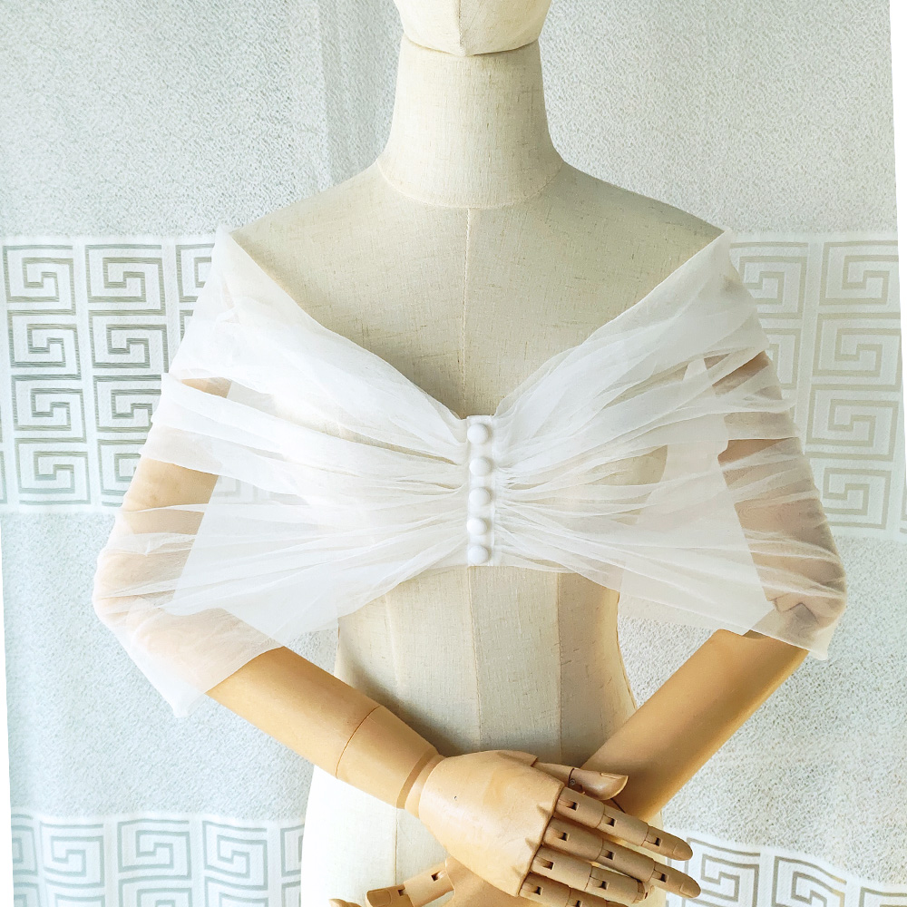 Women Pleated Tulle Sheer Wrap - مراجعة Stole Wedding Shawl وسعره