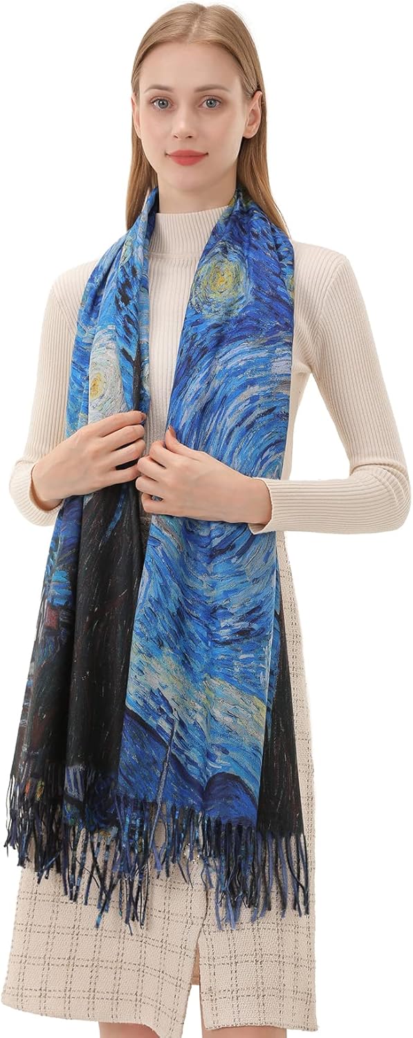 Star Sky Vintage Oil Painting  - مراجعة Pashmina Wrap Large وسعره