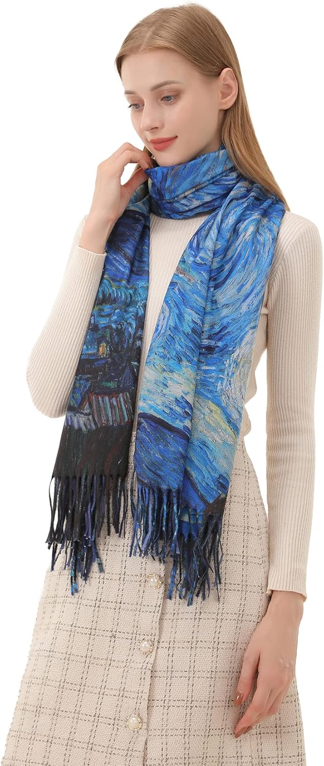 Star Sky Vintage Oil Painting  - مراجعة Pashmina Wrap Large وسعره