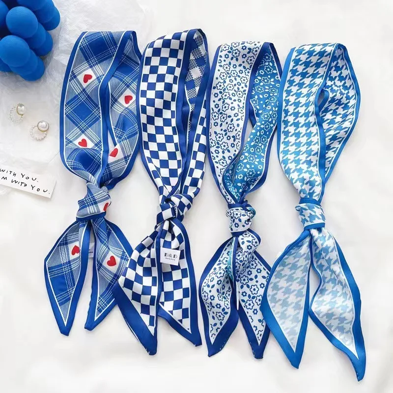 Klein blue silk scarf new chec - مراجعة Silk Tie Striped وسعره