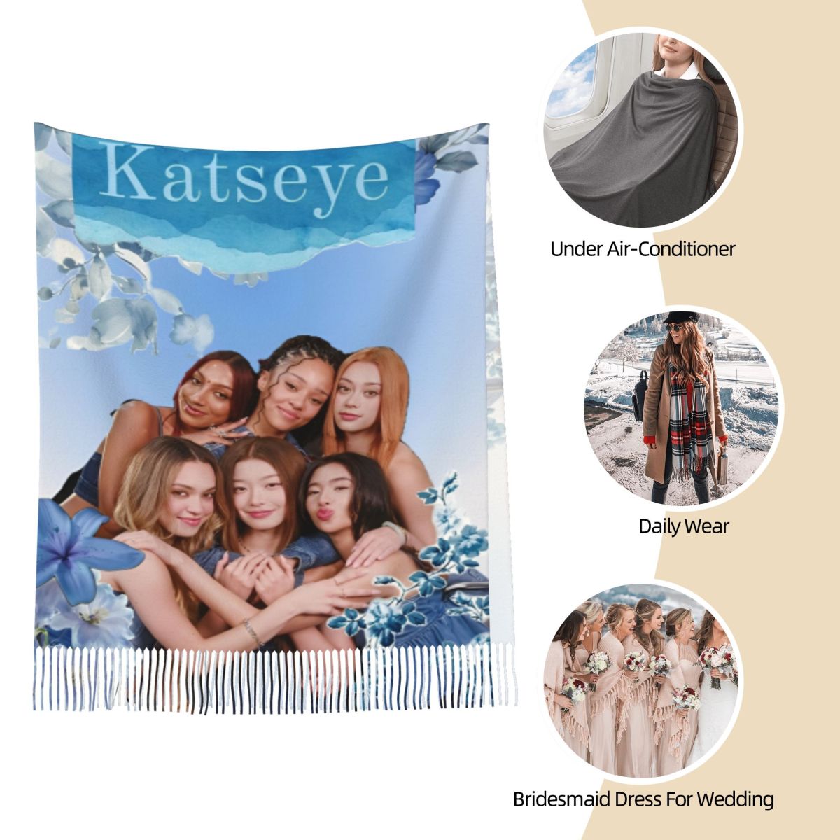 Katseye Kpop Scarf for Women W - مراجعة Pashmina Wrap Large وسعره