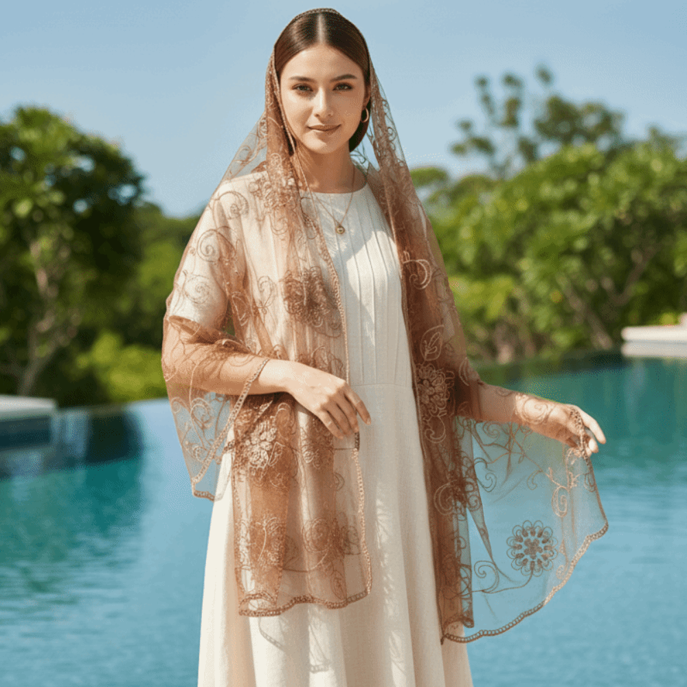 Lace Scarf Embroidered Floral  - مراجعة Stole Wedding Shawl وسعره