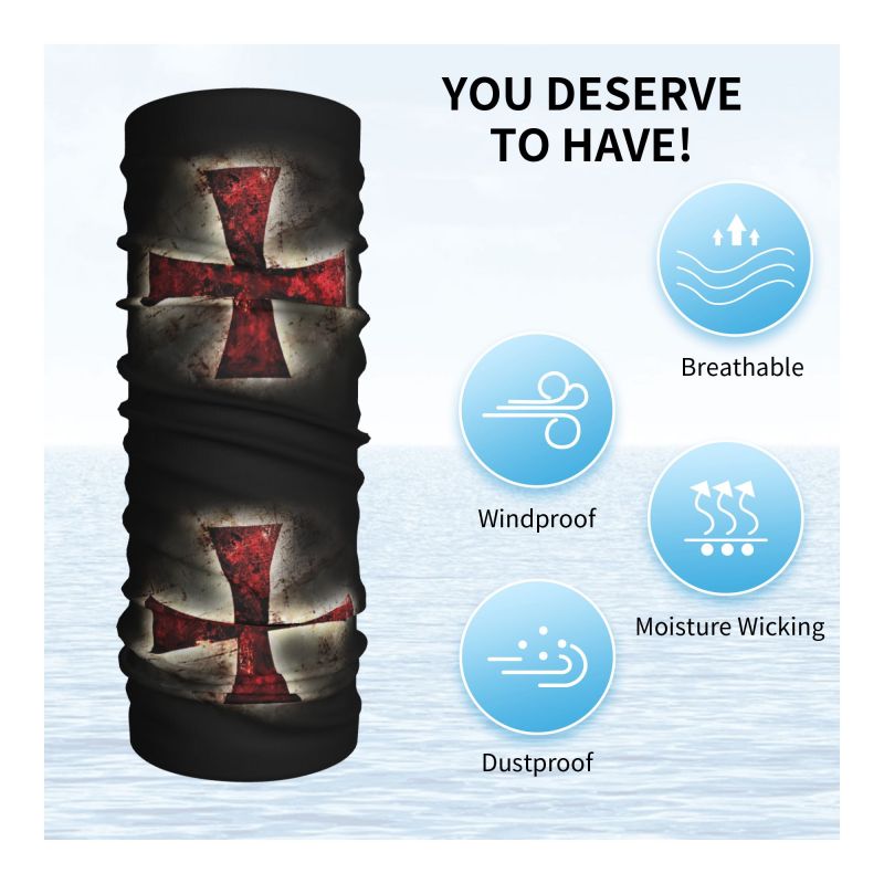 Custom Knights Templar Flag Ba - مراجعة Neck Warmer Tube وسعره