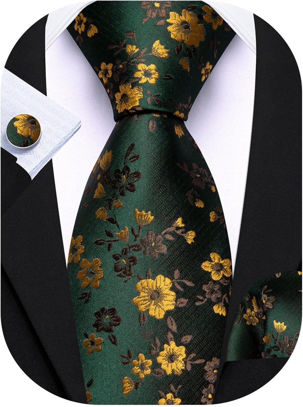 Men's Floral Paisley Silk Tie  - مراجعة Pocket Square Set وسعره