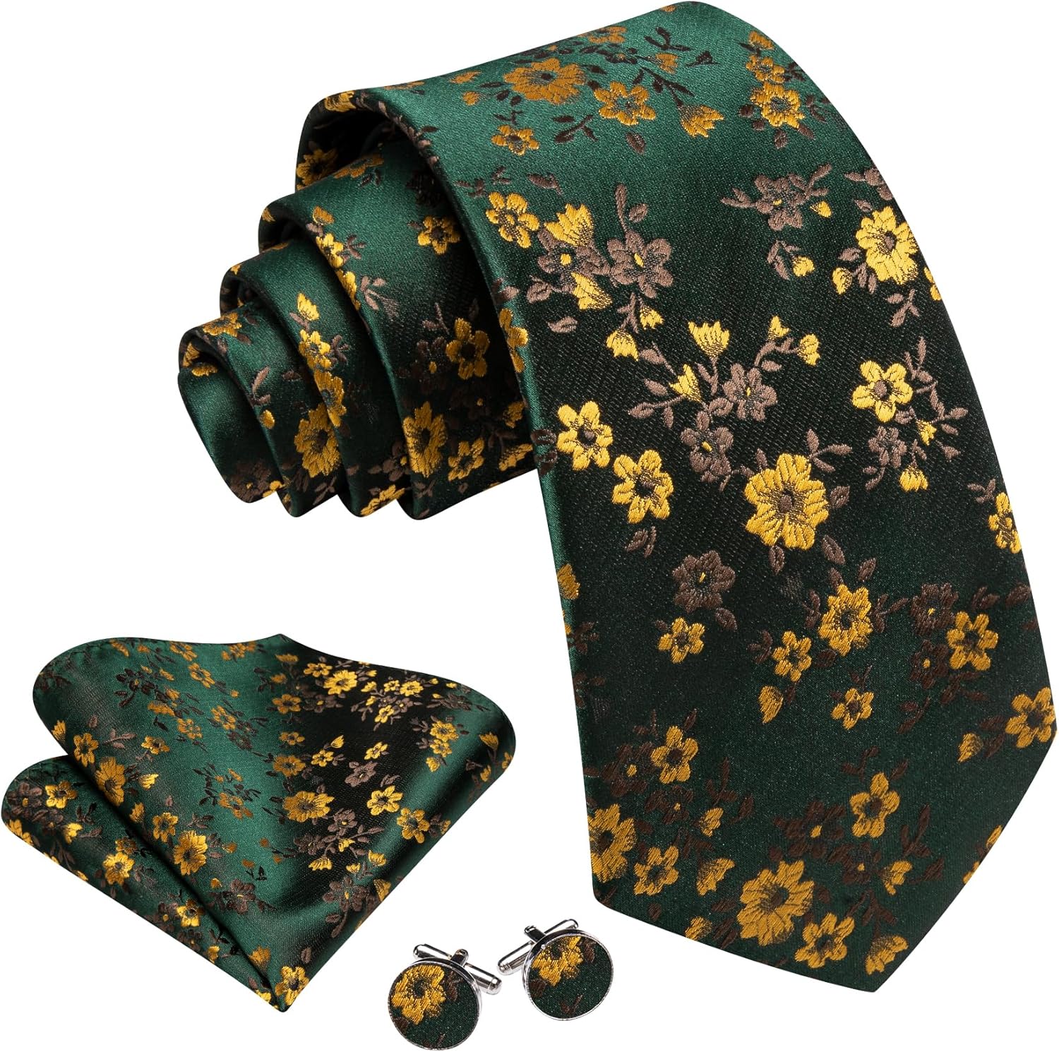 Men's Floral Paisley Silk Tie  - مراجعة Pocket Square Set وسعره